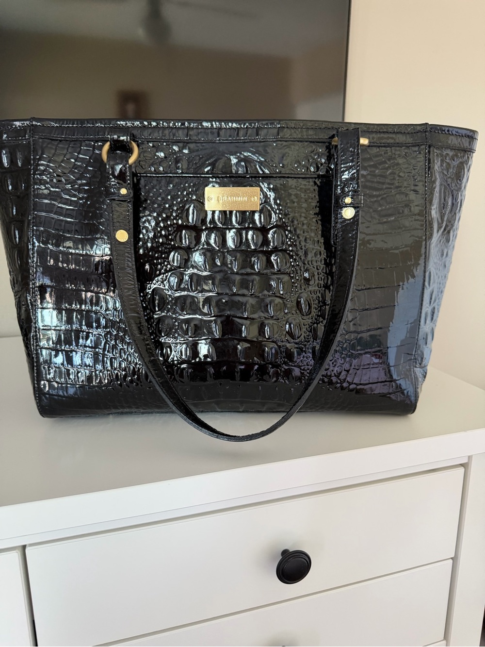 Brahmin Medium Asher Tote Black Croc Embossed Leather - Picture 4 of 11